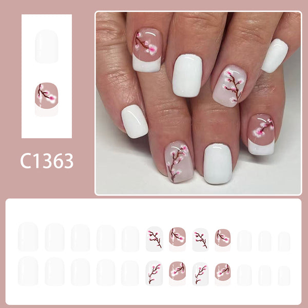 12 Sizes-24 Pcs Press On Nails C1363
