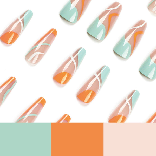 French Glossy Long Press on Nails