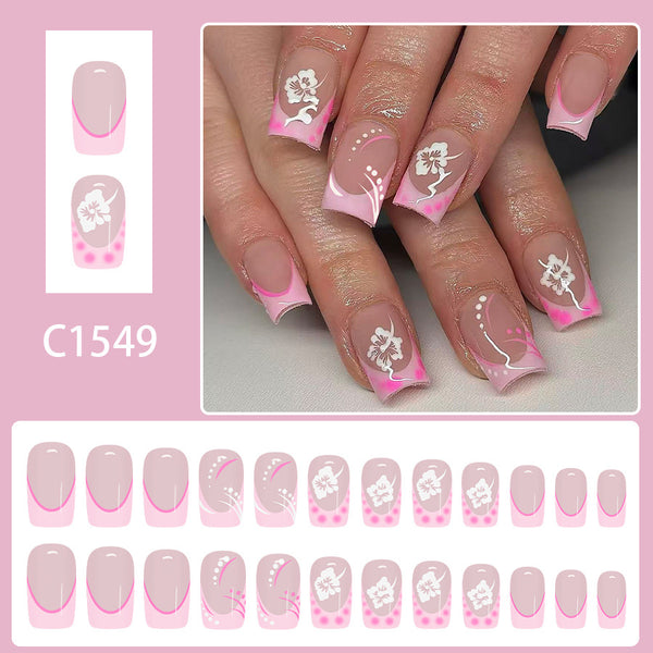12 Sizes-24 Pcs Press On Nails C1549