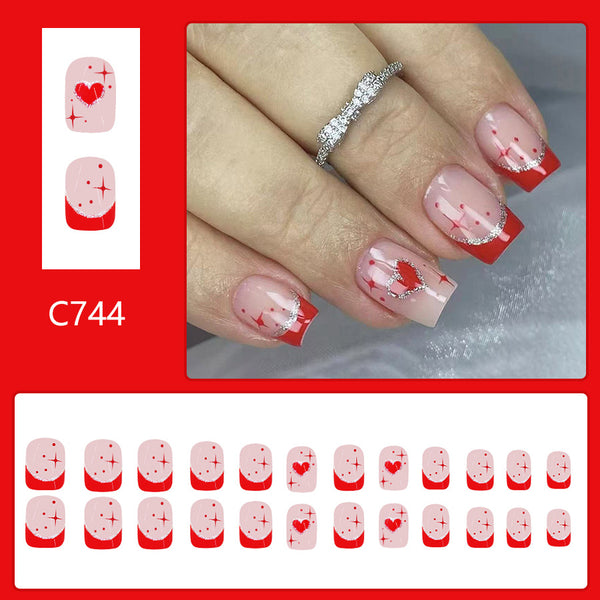 12 Sizes-24 Pcs Press On Nails C744