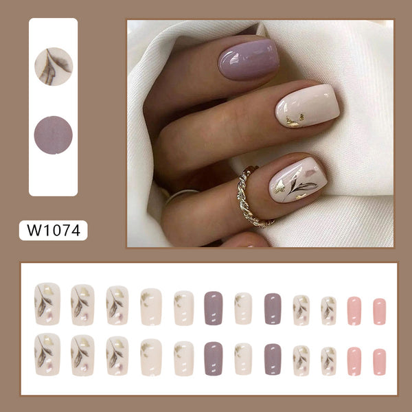 12 Sizes-24 Pcs Press On Nails W1074