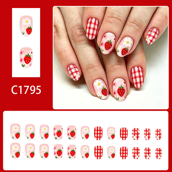 12 Sizes-24 Pcs Press On Nails C1795