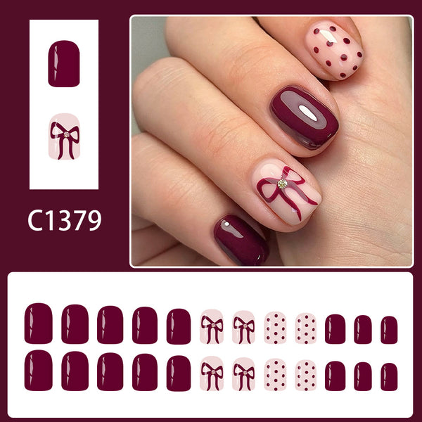 12 Sizes-24 Pcs Press On Nails C1379