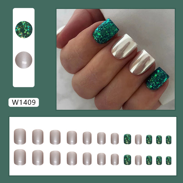 12 Sizes-24 Pcs Press On Nails W1409