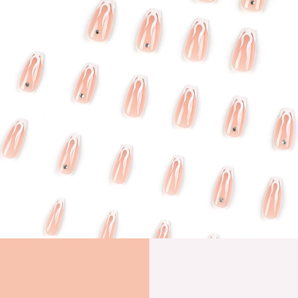Long Pink Press on Nails