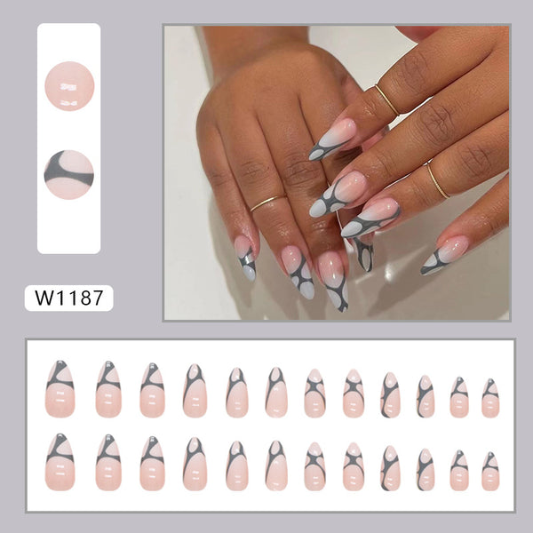 12 Sizes-24 Pcs Press On Nails W1187