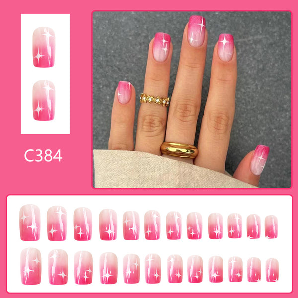 12 Sizes-24 Pcs Press On Nails C384