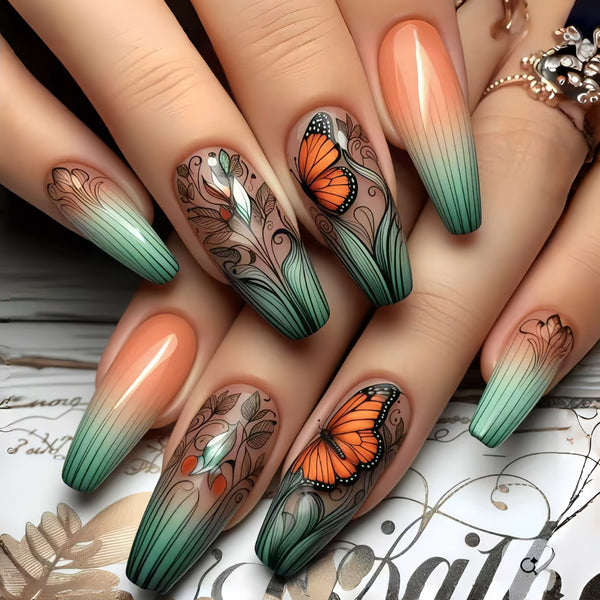 12 Sizes-24 Pcs Press On Nails Y1909