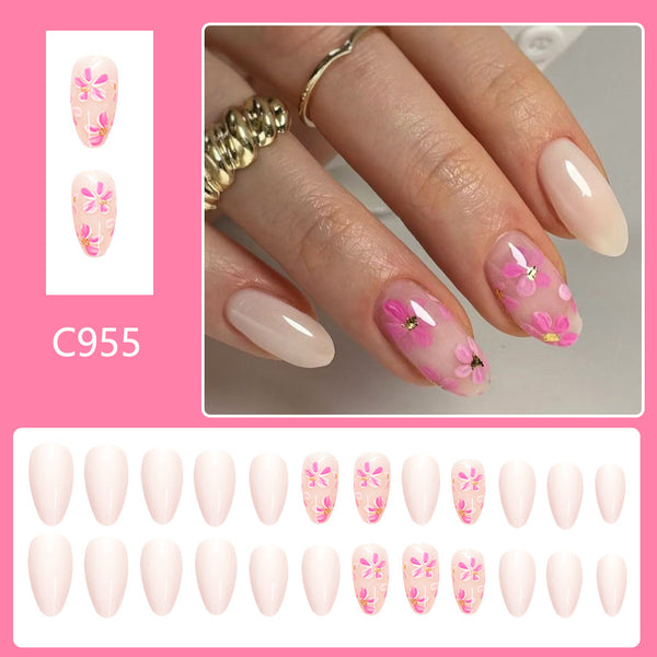 12 Sizes-24 Pcs Press On Nails C955