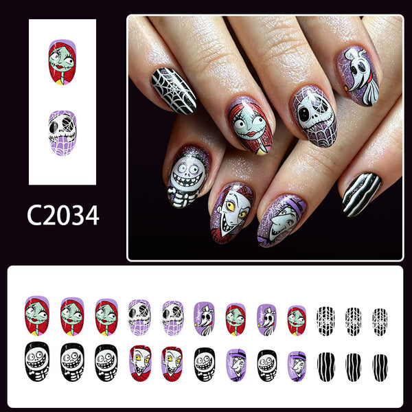 12 Sizes-24 Pcs Press On Nails C2034