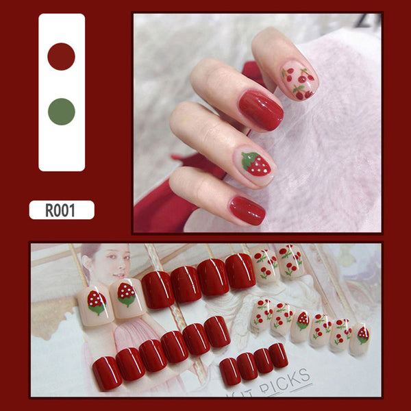 12 Sizes-24 Pcs Press On Nails R001