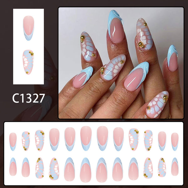 12 Sizes-24 Pcs Press On Nails C1327