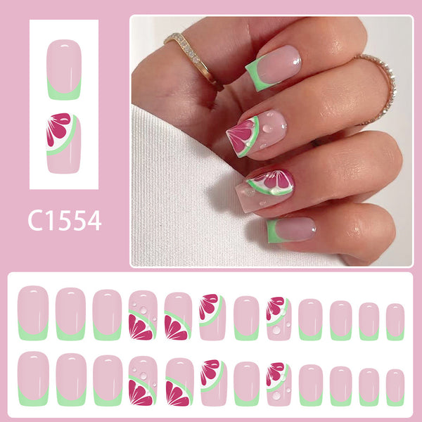 12 Sizes-24 Pcs Press On Nails C1554