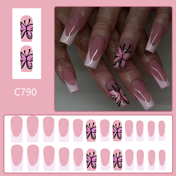 12 Sizes-24 Pcs Press On Nails C790