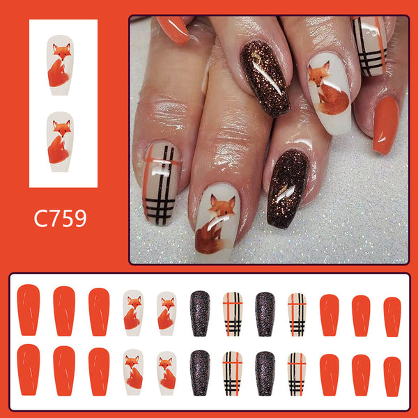 12 Sizes-24 Pcs Press On Nails C759