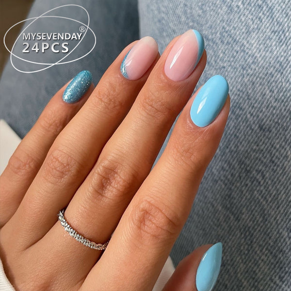 12 Sizes-24 Pcs Press On Nails BZ1417