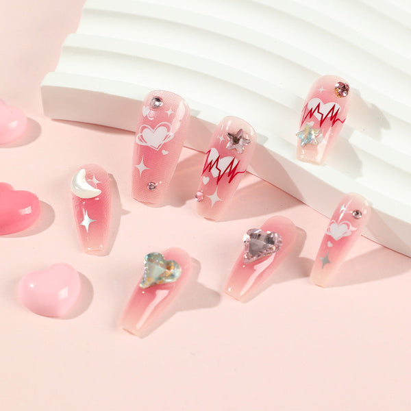 Glossy Long Pink Press on Nails