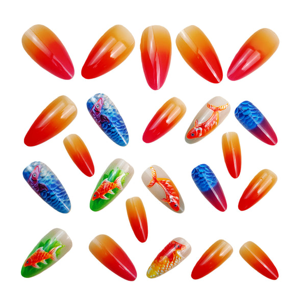 12 Sizes-24 Pcs Press On Nails Y1444