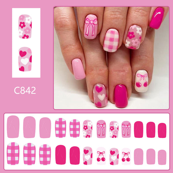 12 Sizes-24 Pcs Press On Nails C842