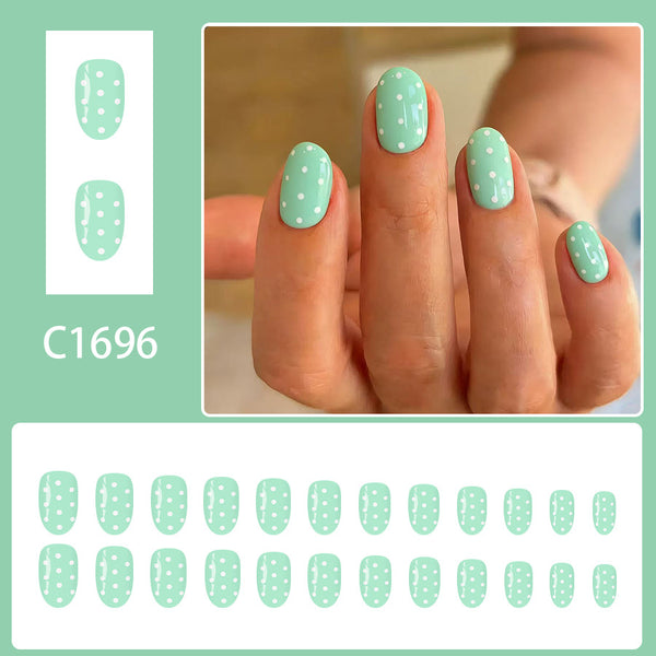 12 Sizes-24 Pcs Press On Nails C1696