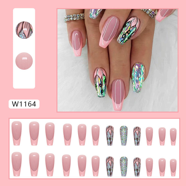 12 Sizes-24 Pcs Press On Nails W1164