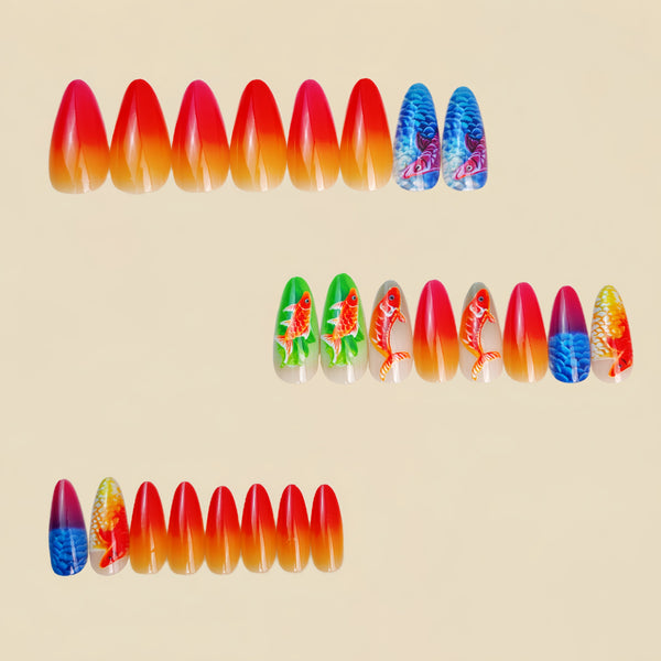 12 Sizes-24 Pcs Press On Nails Y1444