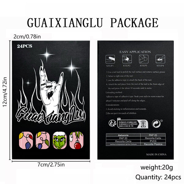 12 Sizes-24 Pcs Press On Nails C1300