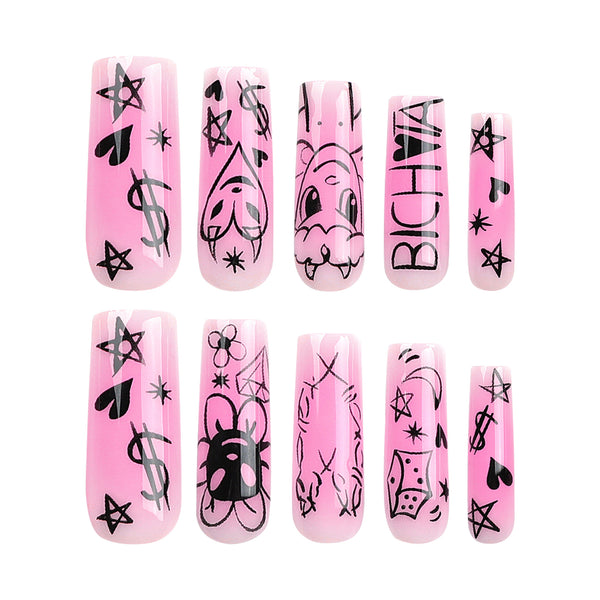 12 Sizes-24 Pcs Press On Nails JP3052