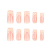 French Glossy Long Pink Square Press on Nails
