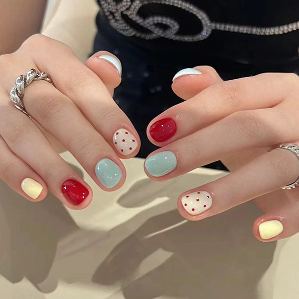 12 Sizes-24 Pcs Press On Nails R858