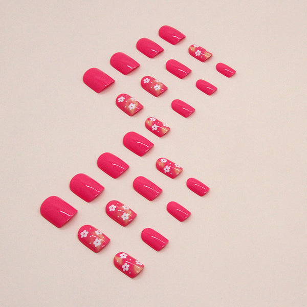 Glossy Pink Short Square Press on Nails