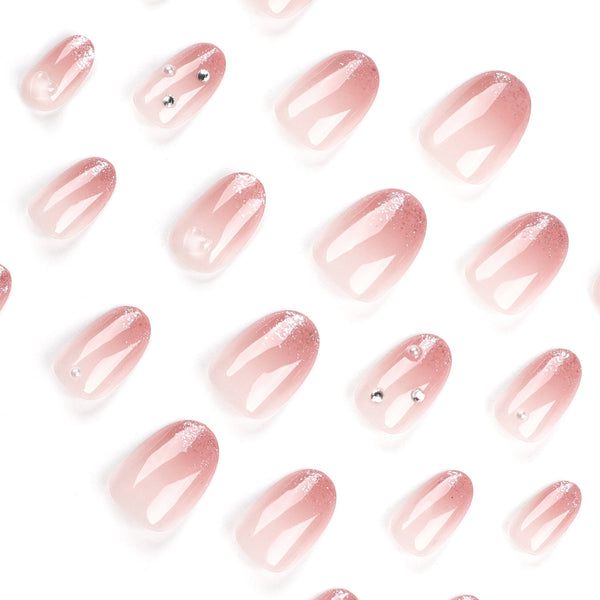 Almond Medium Oval Pink Press on Nails