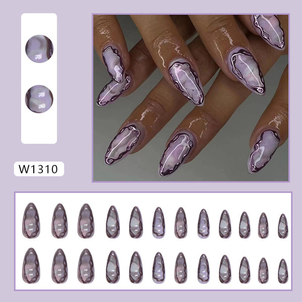 12 Sizes-24 Pcs Press On Nails W1310