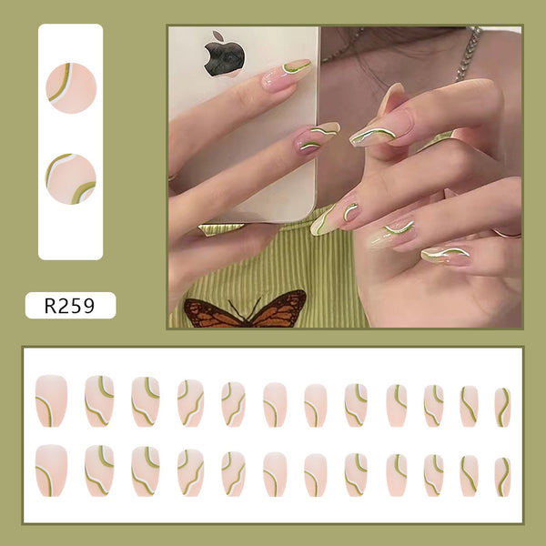 12 Sizes-24 Pcs Press On Nails R241