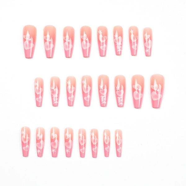 Glossy Long Pink Square Press on Nails