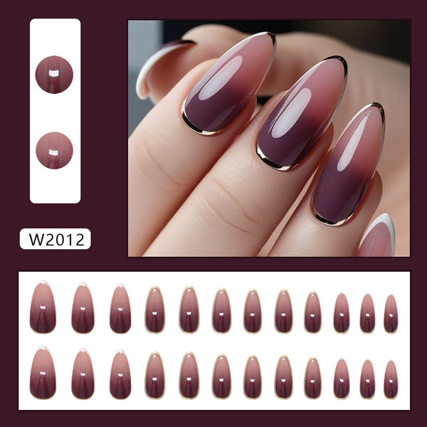 12 Sizes-24 Pcs Press On Nails W2012