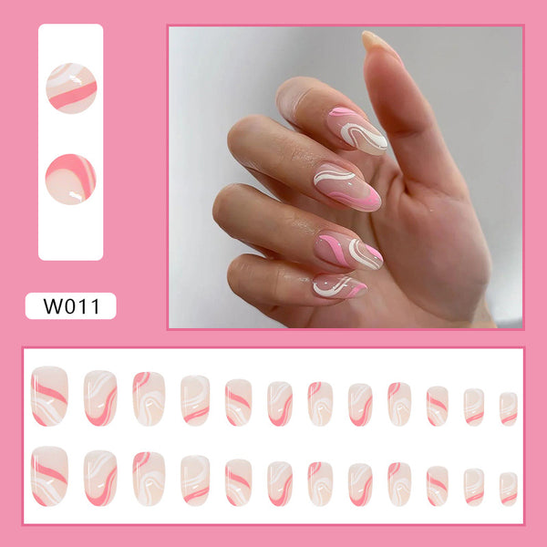 12 Sizes-24 Pcs Press On Nails W011