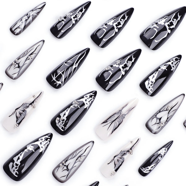 12 Sizes-24 Pcs Press On Nails JP3340