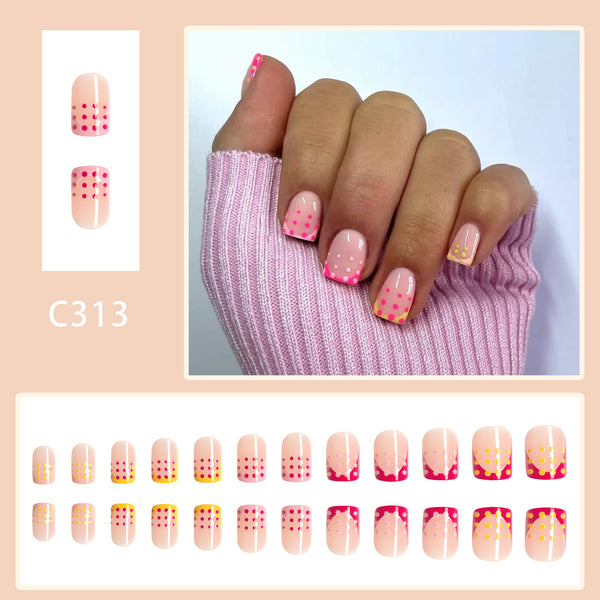 12 Sizes-24 Pcs Press On Nails C313