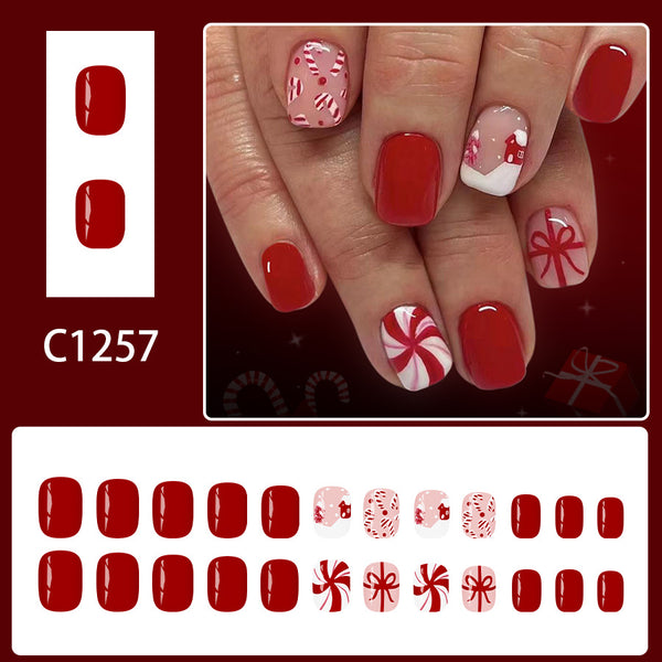 12 Sizes-24 Pcs Press On Nails C1257