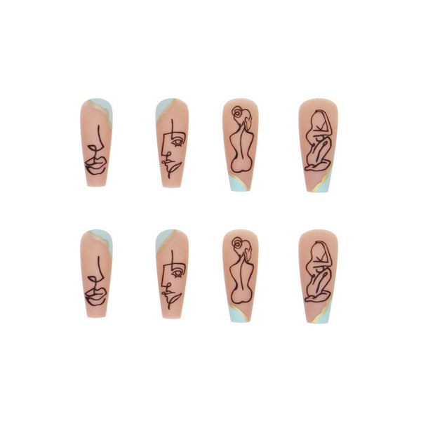 12 Sizes-24 Pcs Press On Nails W039