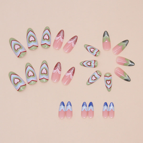 12 Sizes-24 Pcs Press On Nails W1589