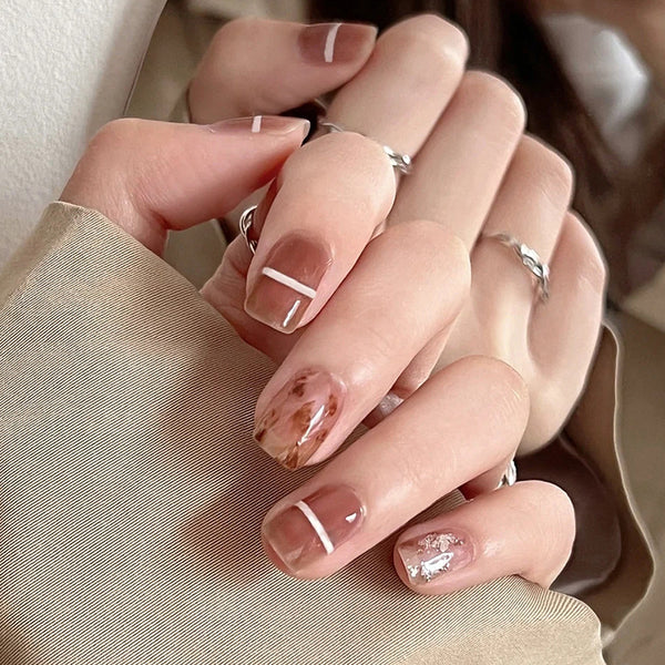 12 Sizes-24 Pcs Press On Nails R671