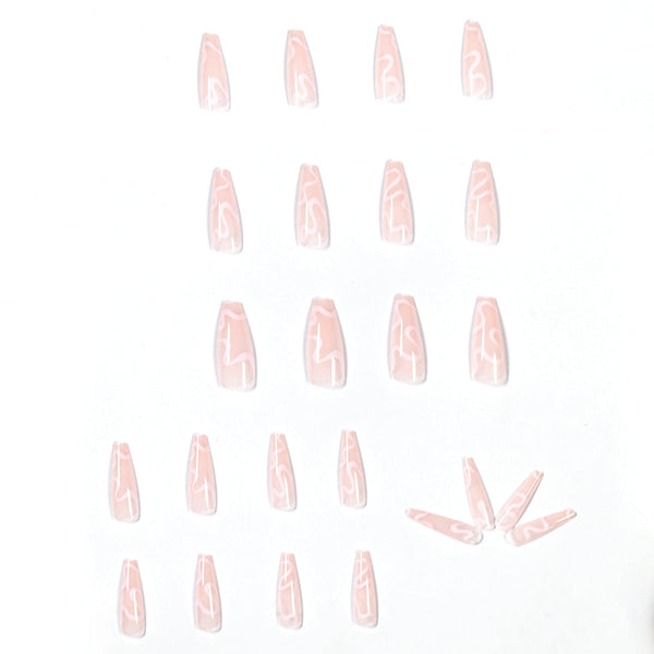 Glossy Long Pink Square Press on Nails