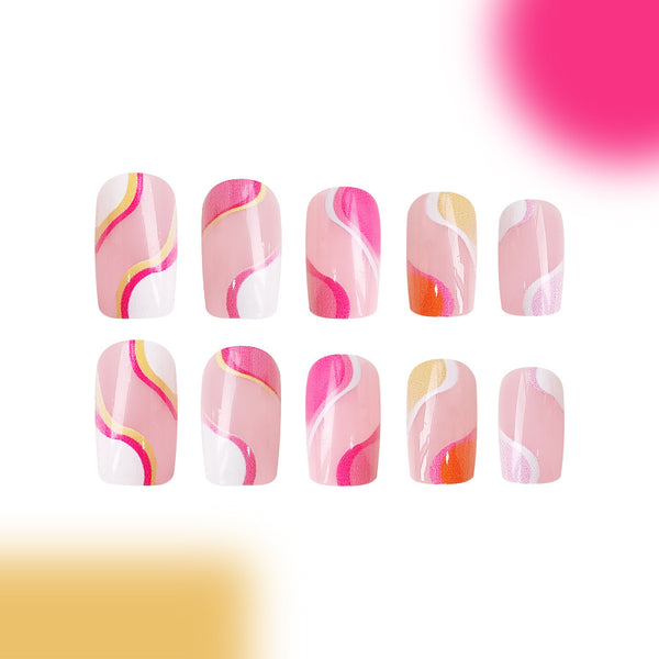 12 Sizes-24 Pcs Press On Nails C390