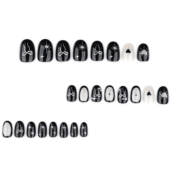 12 Sizes-24 Pcs Press On Nails JP4163