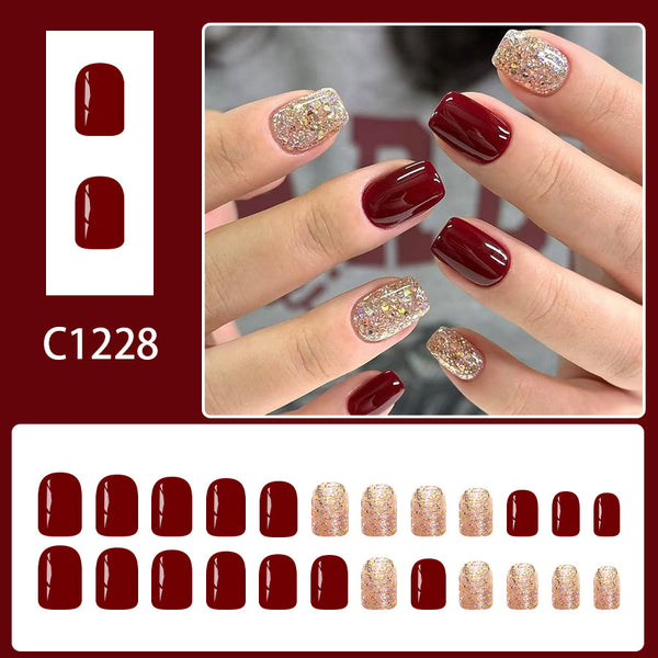 12 Sizes-24 Pcs Press On Nails C1228