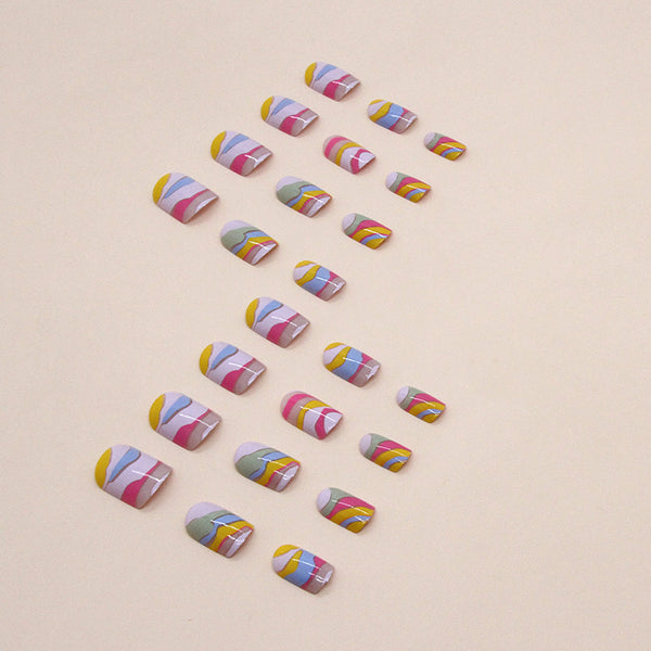 12 Sizes-24 Pcs Press On Nails W1115