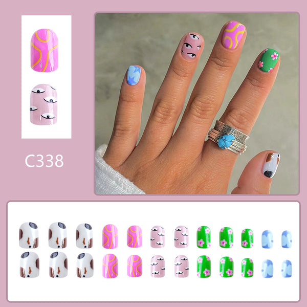 12 Sizes-24 PcsPress On Nails C338