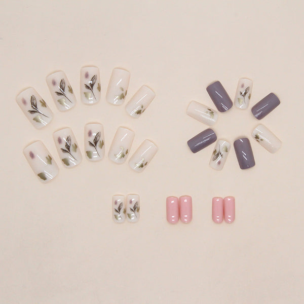 12 Sizes-24 Pcs Press On Nails W1074